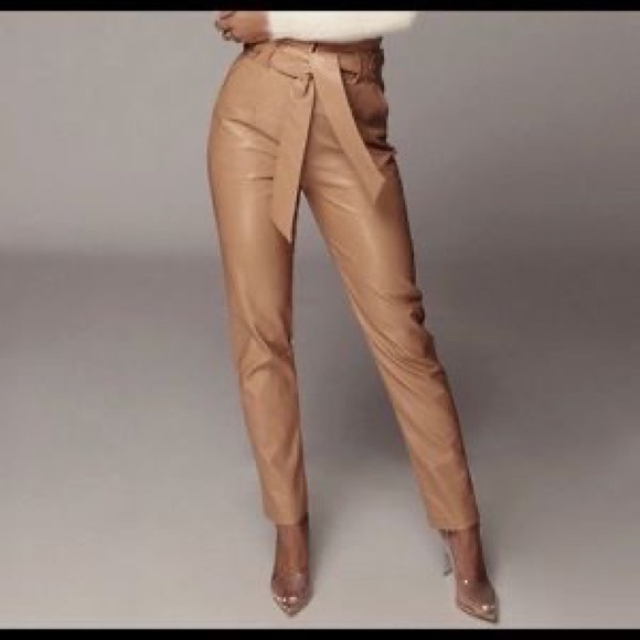 Jluxlabel Faux Leather Tan Nude Pants - Picture 4 of 10